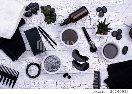 Set of black charcoal detox cosmetics Set of black charcoal detox cosmetics 86240932