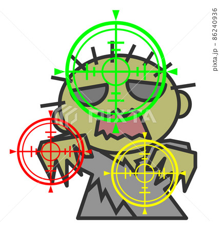 ゾンビに狙撃の照準を合わせるイラスト 86240936