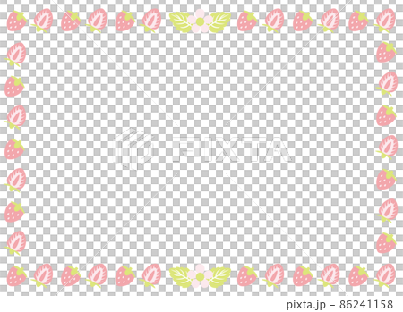草莓花、葉子和水果的框架 86241158