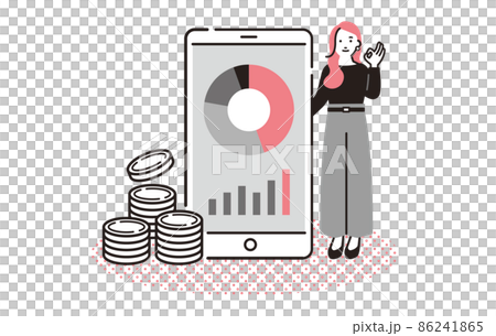 A woman who manages assets on her smartphone 86241865