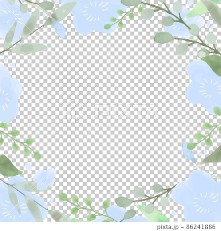 Watercolor / hand-painted blue flower frame material 86241886