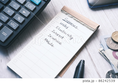 expense check mark on a check box on a paper  86242539