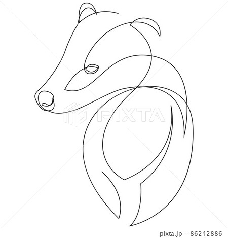 Badger drawn in single continuous line style. Vector illustration 86242886