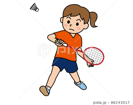 A girl playing badminton - Stock Illustration [86243017] - PIXTA