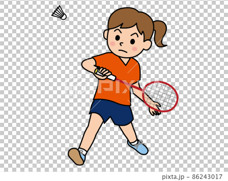 A girl playing badminton 86243017
