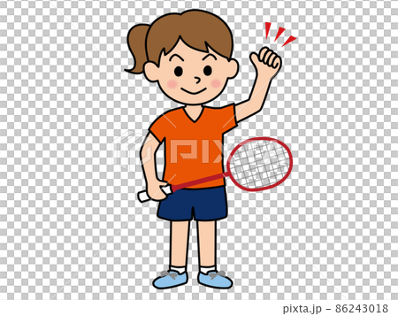 ガッツポーズのバドミントン女子 86243018