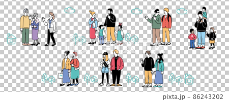 許多微笑的人的插圖橫幅 許多微笑的人的插圖橫幅 86243202