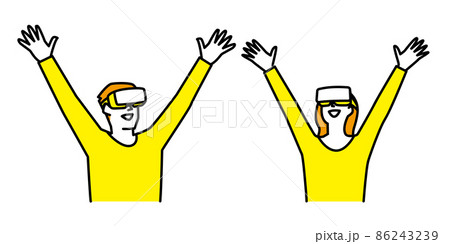 VRゴーグルを装着してメタバースを体感する男性と女性 86243239