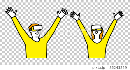 VRゴーグルを装着してメタバースを体感する男性と女性 86243239