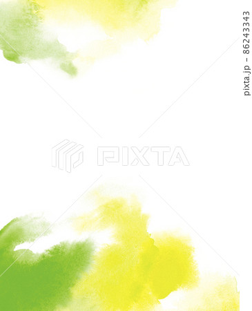 水彩の重なるにじみの背景上下（緑） 86243343