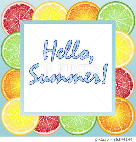 Different fruits pattern with hello summer text Different fruits pattern with hello summer text 86244144