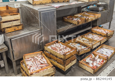 Local fish market in small italian town 86244145