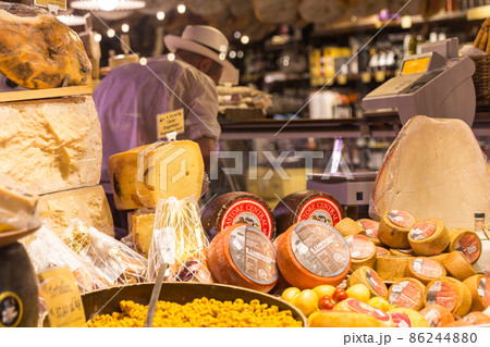 Italian parmesan Cheese for Sale in a Shop in Florence Italy Italian parmesan Cheese for Sale in a Shop in Florence Italy 86244880