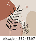 Minimalist poster with botanical branch and leaves abstract collage 86245307