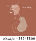 Continuous line, drawing of woman face, fashion concept, woman beauty minimalist with geometric doodle Abstract floral elements pastel colors. One line continuous drawing. vector illustration 86245309