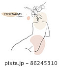 Continuous line, drawing of woman face, fashion concept, woman beauty minimalist with geometric doodle Abstract floral elements pastel colors. One line continuous drawing. vector illustration 86245310