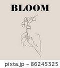 Continuous line, drawing of woman face, fashion concept, woman beauty minimalist with Abstract floral elements pastel colors. One line continuous drawing. Bloom poster vector illustration 86245325
