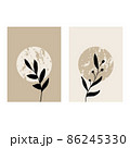 Minimalist poster with botanical branch and leaves abstract set collage 86245330