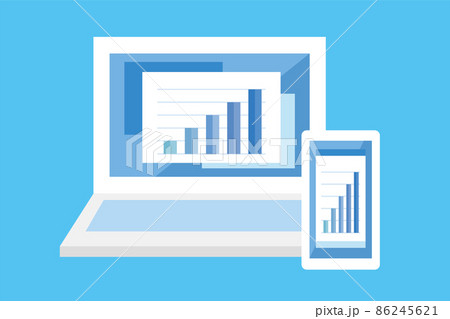 グラフ ビジネス AI イラスト ベクター 素材 フラット アイコン シンプル 86245621