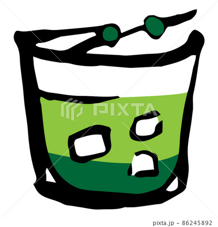 Saint Patrick green Old fashioned hand drawn line art cocktail. Saint Patrick green Old fashioned hand drawn line art cocktail. 86245892