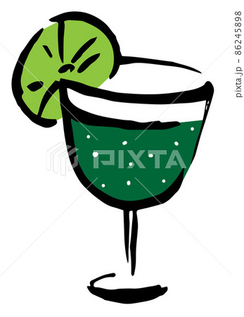 Saint Patrick green hand drawn line art vector cocktail glass. Saint Patrick green hand drawn line art vector cocktail glass. 86245898