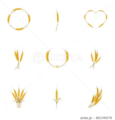 Wheat icons set, cartoon style 86246076