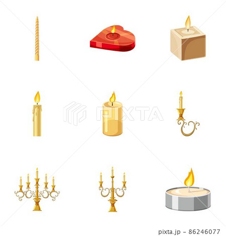 Candles icons set, cartoon style 86246077