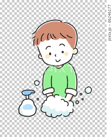 Infection control Illustration of a boy washing his hands 86246277