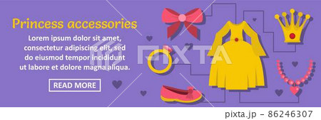 Princess accessories banner horizontal concept Princess accessories banner horizontal concept 86246307