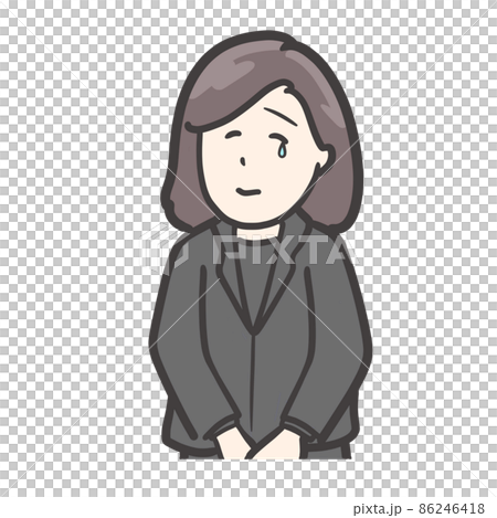 お別れを悼む 喪服の女性イラスト お別れを悼む 喪服の女性イラスト 86246418