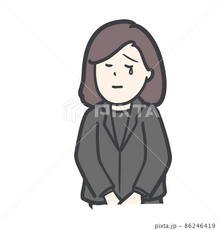 ご愁傷さまです 喪服の女性イラスト ご愁傷さまです 喪服の女性イラスト 86246419
