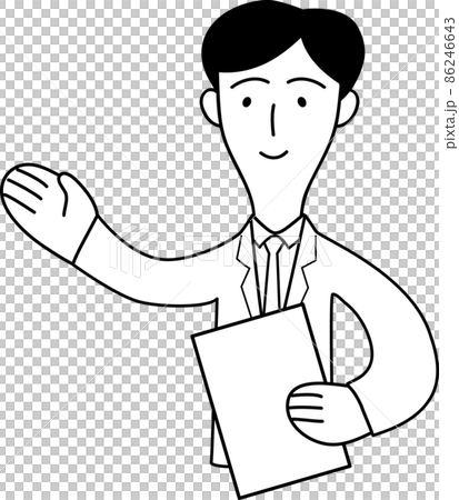 お客様を案内する男性会社員の上半身イラスト お客様を案内する男性会社員の上半身イラスト 86246643