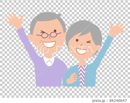 Senior couple doing banzai 86246647