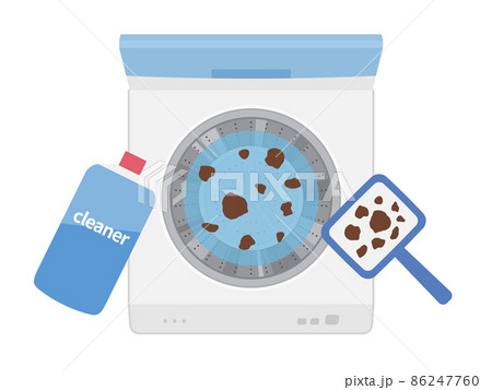 汚れた洗濯機とクリーナーのイラスト_槽洗浄 汚れた洗濯機とクリーナーのイラスト_槽洗浄 86247760