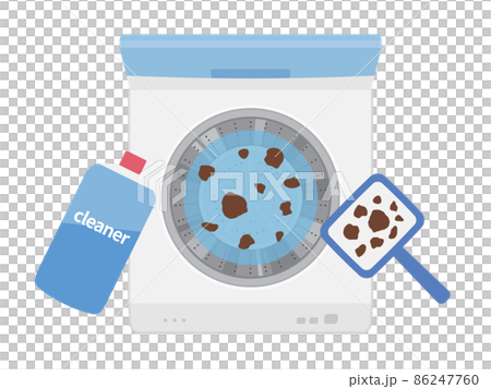 汚れた洗濯機とクリーナーのイラスト_槽洗浄 汚れた洗濯機とクリーナーのイラスト_槽洗浄 86247760