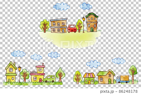 Illustration of cityscape with watercolor touch Illustration of cityscape with watercolor touch 86248178
