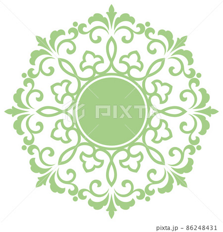 Decorative frame Elegant vector element for design in Eastern style, place for text. Floral green and white border. Lace illustration for invitations and greeting cards 86248431