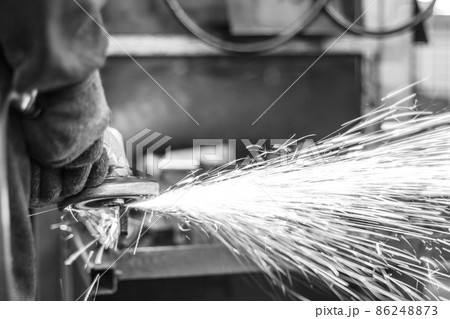 Flame sparks machine grinder with wind, Black&White 86248873