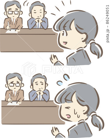 就職活動で面接を受ける女性のイラスト素材