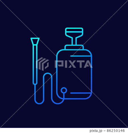 pesticide sprayer, herbicide line vector icon 86250146