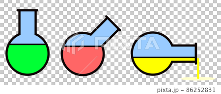 実験に使う薬品をガラス製フラスコに入れたイラストのイラスト素材