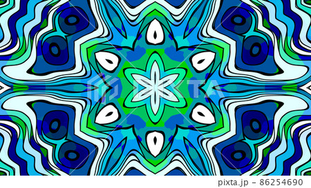 青と水色の万華鏡、美しい幾何学模様 [別Verあり] 86254690