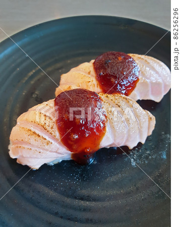 Japanese food in set different types of sushi 86256296