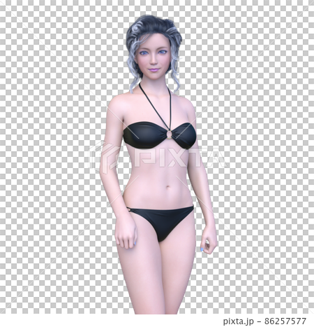 比基尼泳裝形象的一名婦女 86257577