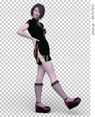 A woman in a Chinese dress 86257952