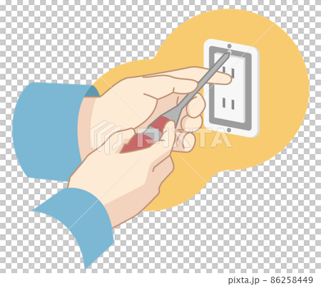 Illustration at hand of outlet installation work 86258449