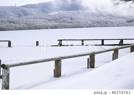 冬の蓼科高原の雪景色 86259761