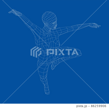 Wireframe ballerina in dance pose Wireframe ballerina in dance pose 86259906