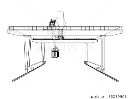 Rail-mounted gantry container crane outline Rail-mounted gantry container crane outline 86259908