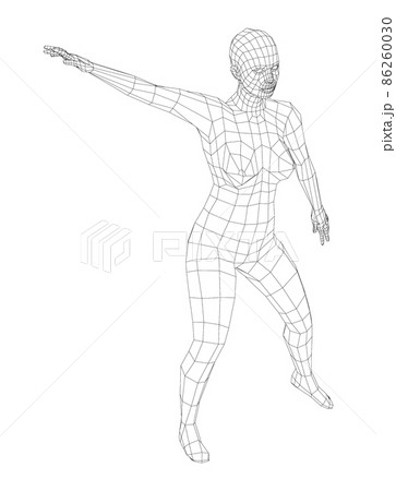 Wireframe ballerina in dance pose Wireframe ballerina in dance pose 86260030